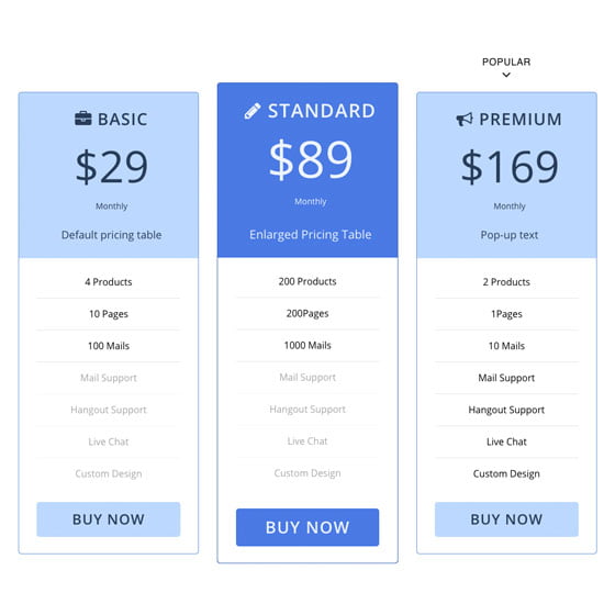 Themify Builder Pricing Table
